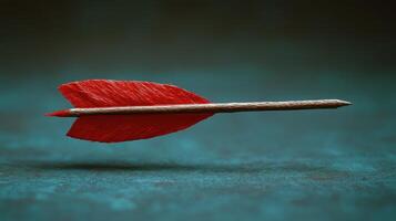 Colorful arrow in mid-flight against a dark background highlighting its aerodynamic design photo