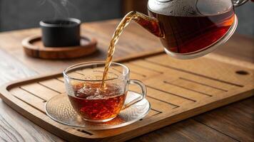 Tranquil Tea Time on Rustic Wooden Table photo