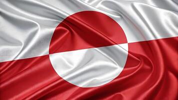 Realistic 3D render of Greenland flag with glossy fabric texture patriotic symbol of national unity photo