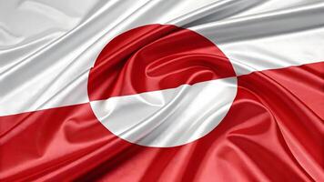Waving Greenland flag in smooth shiny fabric red and white in high quality 3D photo