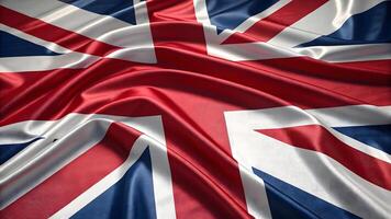 Realistic 3D render of UK flag with glossy fabric texture patriotic symbol of national unity photo