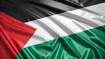 Shiny Palestine flag in 3D bold colors smooth fabric and a symbol of unity photo