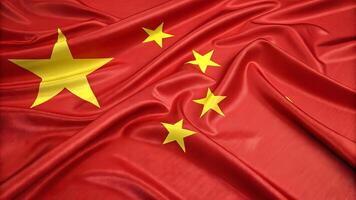 Shiny China flag in 3D bold colors smooth fabric and a symbol of unity photo