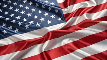 Realistic 3D render of USA flag with glossy fabric texture patriotic symbol of national unity photo