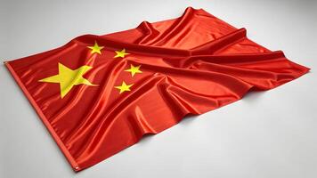 Realistic 3D render of China flag with glossy fabric texture patriotic symbol of national unity photo