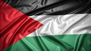 Realistic 3D render of Palestine flag with glossy fabric texture patriotic symbol of national unity photo