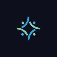 Abstract Teamwork Logo with Connecting Shapes for Collaboration vector