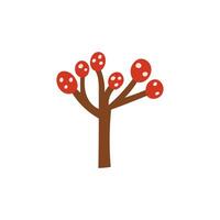 Naive simple red tree. Autumn tree illustration vector