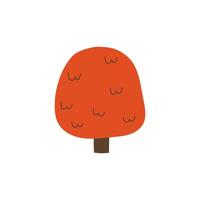 Naive simple redtree. Autumn tree illustration vector
