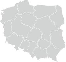 Grey with White Outline Poland Map with District Borders Europe Country vector