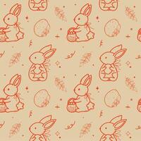 Easter Bunny and Eggs Seamless Pattern Design vector