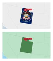 Utah map with pin of country capital. Two types of Utah map with neighboring countries. vector