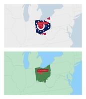Ohio map with pin of country capital. Two types of Ohio map with neighboring countries. vector
