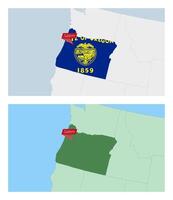 Oregon map with pin of country capital. Two types of Oregon map with neighboring countries. vector