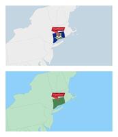 Connecticut map with pin of country capital. Two types of Connecticut map with neighboring countries. vector