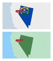 Nevada map with pin of country capital. Two types of Nevada map with neighboring countries. vector