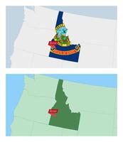 Idaho map with pin of country capital. Two types of Idaho map with neighboring countries. vector