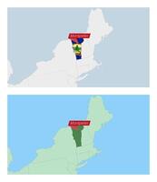 Vermont map with pin of country capital. Two types of Vermont map with neighboring countries. vector