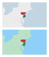 New Jersey map with pin of country capital. Two types of New Jersey map with neighboring countries. vector
