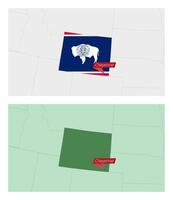 Wyoming map with pin of country capital. Two types of Wyoming map with neighboring countries. vector