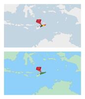 East Timor map with pin of country capital. Two types of East Timor map with neighboring countries. vector