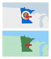 Minnesota map with pin of country capital. Two types of Minnesota map with neighboring countries. vector
