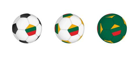 Collection football ball with the Lithuania flag. Soccer equipment mockup with flag in three distinct configurations. vector