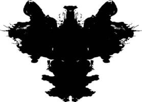 A symmetrical black inkblot on a white background, reminiscent of a Rorschach test card. vector