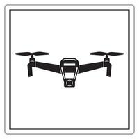 Black silhouette of a drone with four propellers and front view on white background vector
