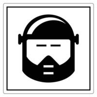 Black silhouette of worker in helmet and mask with safety goggles on white background vector
