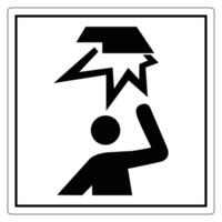 Person Holding Object Overhead with Iconic Action Sign in Black and White Design vector