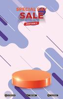 special sale template banner with 3d podium for sale with abstract background design vector