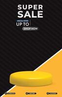super sale template banner with 3d podium for sale with abstract background vector