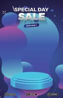 special sale template banner with 3d podium for sale with abstract gradient background design vector