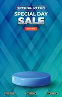special offer sale template banner with 3d podium for sale with abstract gradient background design vector