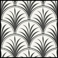 a black and white pattern with palm leaves. vector