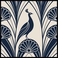 a peacock is standing on a flower pattern vector