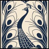 a peacock is shown in a patterned design vector