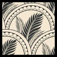 a black and white pattern with palm leaves vector