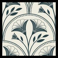 a black and white floral pattern with leaves vector