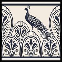 an illustration of a peacock on a black and white background vector