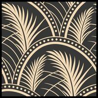 a black and beige palm leaf pattern vector