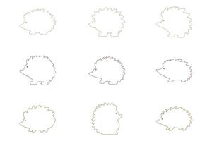 Hedgehog Outline Animal Icon Set vector