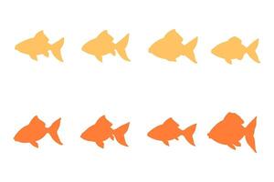 Goldfish Silhouette Icon Set Design vector