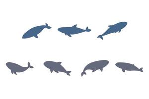 Whale Silhouette Animal Icon Set vector