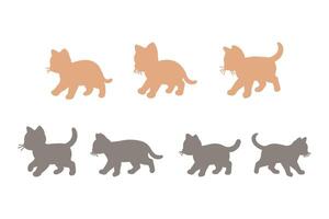 Kitten Silhouette Animal Icon Set vector
