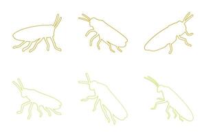 leafhopper Outline Icon Set Design vector
