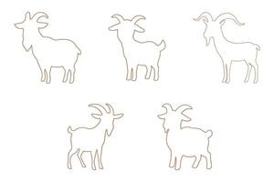 Goat Outline Icon Set Design vector