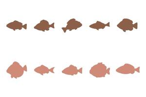 Grouper Fish Silhouette Icon Set vector