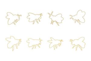 Honey Bee Outline Icon Set vector